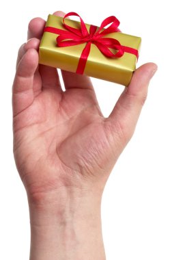 Man holding a gift box clipart