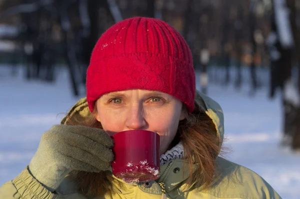 stock image Drinking a hot tea