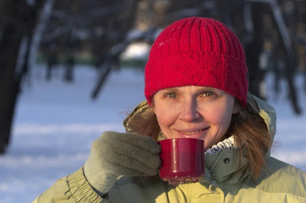 stock image Drinking a hot tea