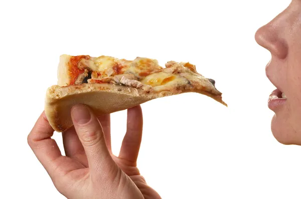 Comer uma pizza — Fotografia de Stock