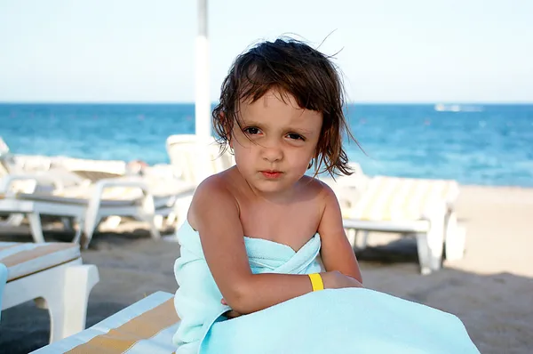 stock image The girl on sea coast