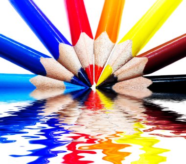 Colored pencils on water clipart