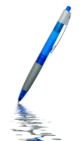 Blue ball pens in water — Stock Photo, Image