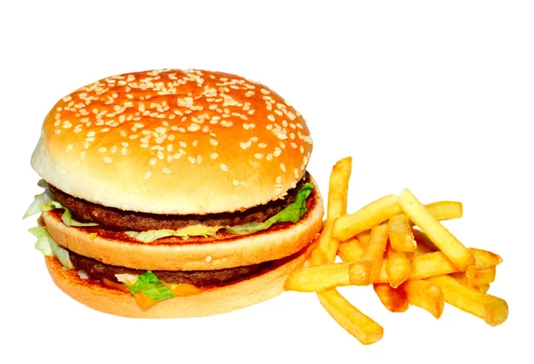 Гамбургер и картофель Стоковое Изображение
