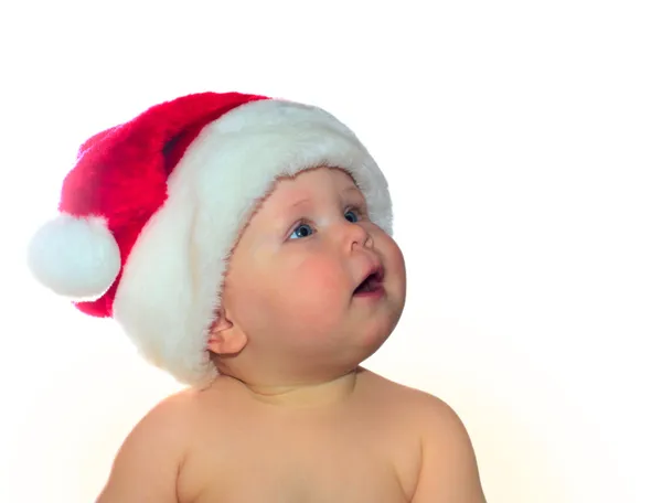 Doce bebê em santa chapéu Fotografias De Stock Royalty-Free
