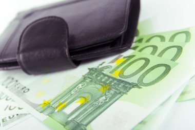 Euro ve deri çanta