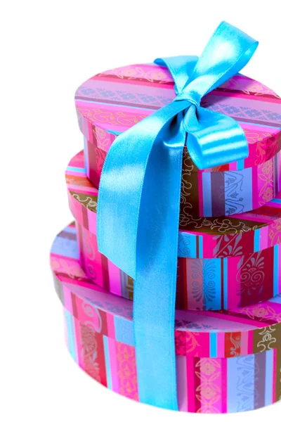 Pyramid of colorfull gift boxes — Stock Photo, Image
