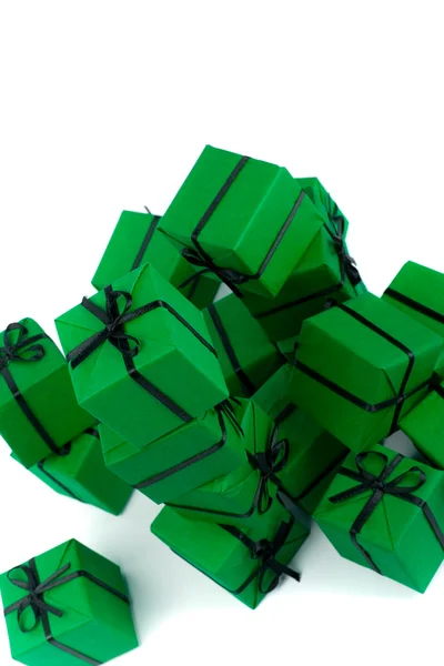Zelené dárkové boxy — Stock fotografie