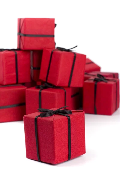 Červené dárkové krabice — Stock fotografie
