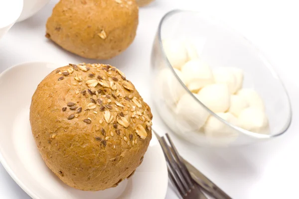 Chléb a mozzarellou — Stock fotografie