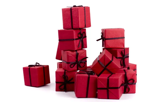 Červené dárkové krabice — Stock fotografie