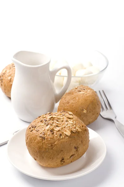 Bread and mozzarella — Stock Photo, Image