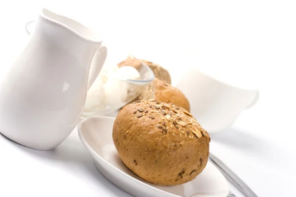 Stock image Bread, milk and mozzarella