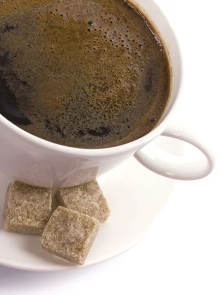 Koffiekopje en suiker Stockfoto