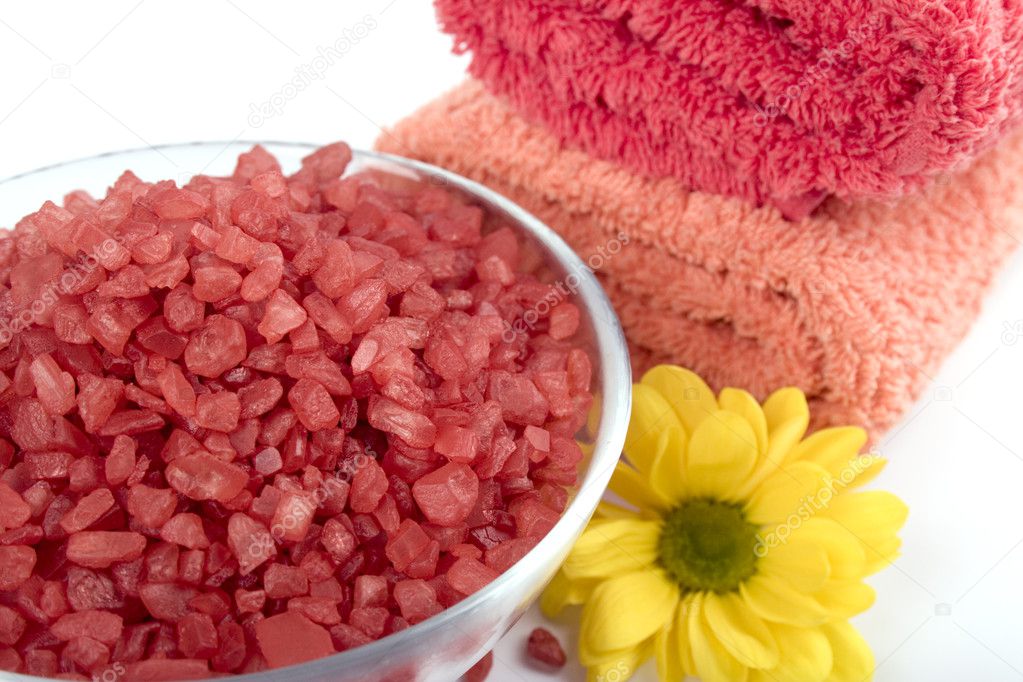 Bath salt, towels and flower Stock Photo by ©marylooo 1038502