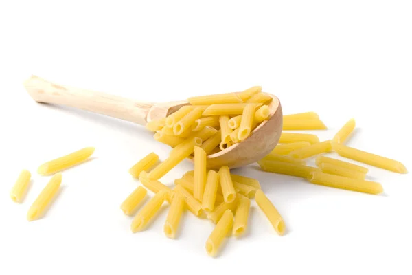 Macaroni in wooden spoon — Stock Photo, Image