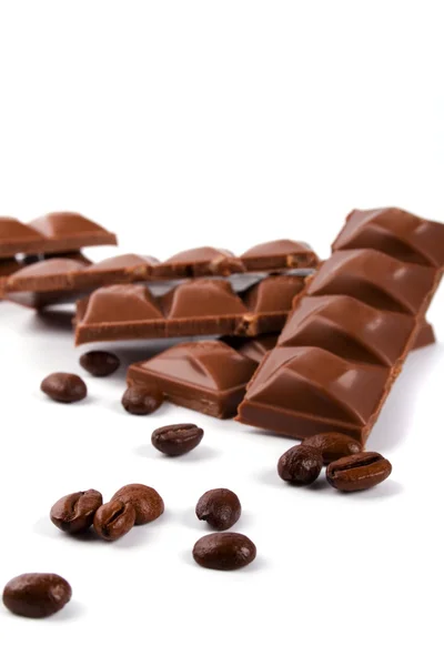 Csokoládé és kávé bab — Stock Fotó