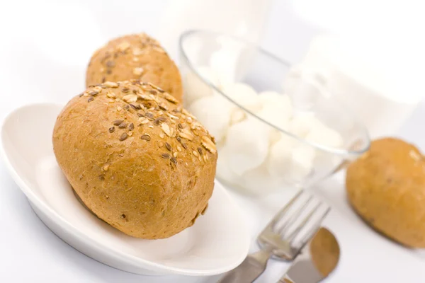 Pão e mussarela — Fotografia de Stock
