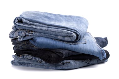 Mavi jeans yığını