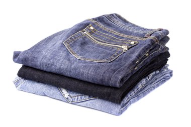 Mavi jeans yığını