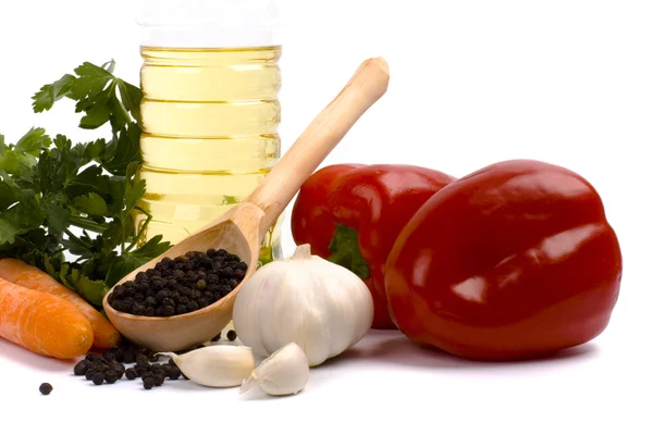 Vegetables and oil — Stock Photo, Image