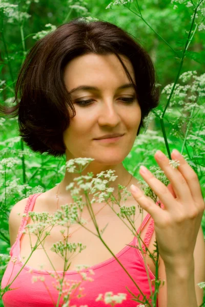 Female in summer meadow — Stock Photo, Image