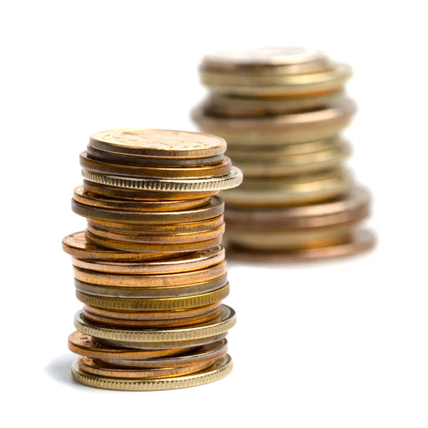 Dos pilas de monedas — Foto de Stock