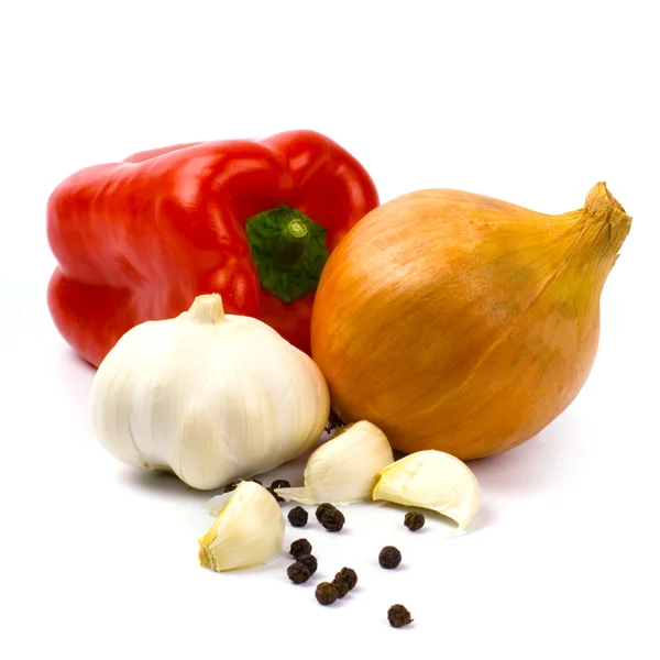 Verse groenten en zwarte peper — Stockfoto