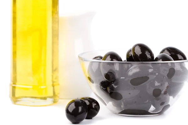 Schaal van zwarte olijven — Stockfoto