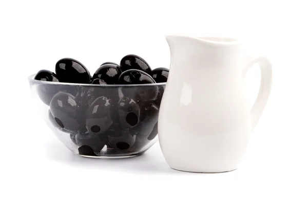 Bowl of black olives — Stock Photo, Image