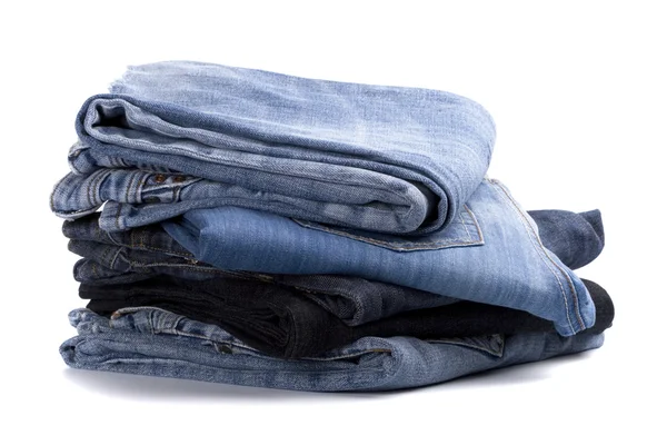 Stack of blue jeans — Stock Photo, Image