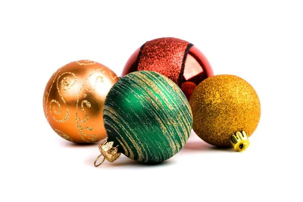 Четыре стеклянных рождественских шара — стоковое фото