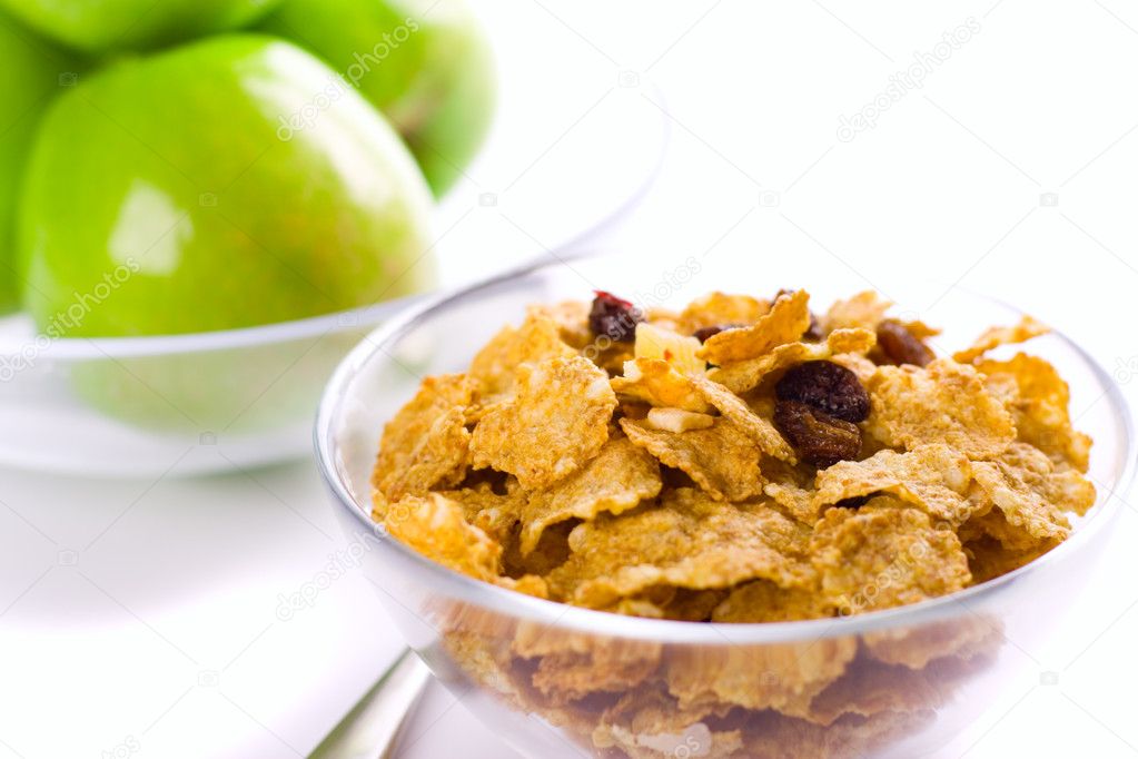 Cornflakes and green apples