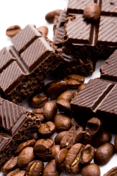 Kawa i czarna czekolada — Zdjęcie stockowe