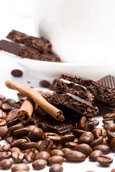 Chocolate, coffee, cinnamon — Stock Photo, Image