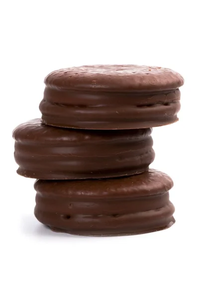 Три шоколадных печенья — стоковое фото
