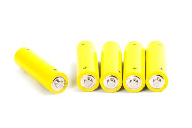 Five yellow alkaline batteries clipart