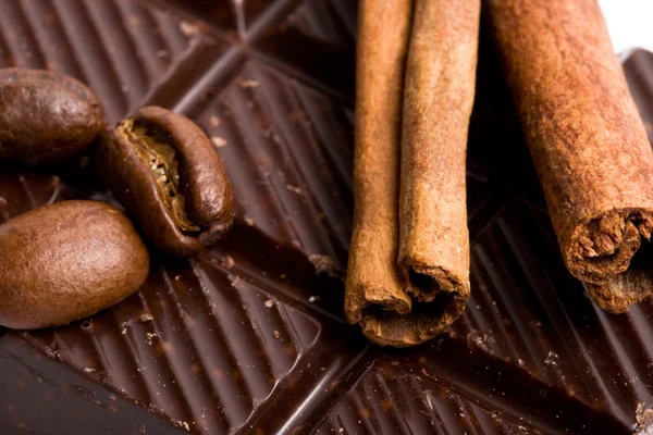 Chocolate, café e canela — Fotografia de Stock