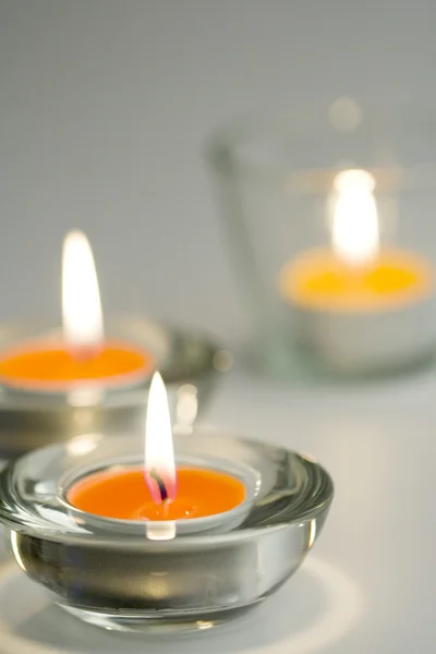 Três velas flamejantes — Fotografia de Stock