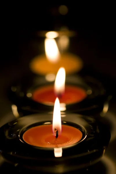 三根蜡烛火焰状 — 图库照片
