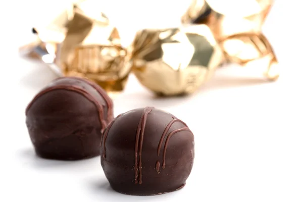 Dvě čokoládové bonbony — Stock fotografie