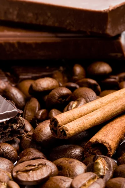 초콜릿, 커피, 계 피 스틱 — 스톡 사진