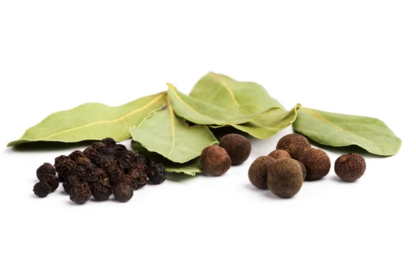 Bay leaves and pepper — Stock Photo, Image