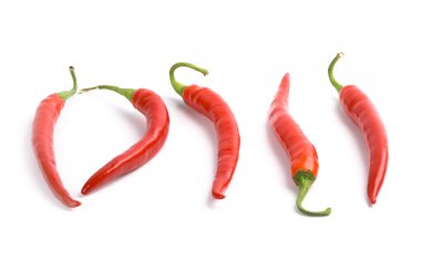 Five red chilly peppers clipart