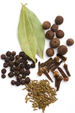 Bay leaves, cloves, caraway clipart