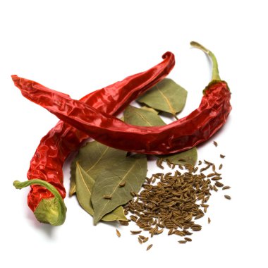 Pimento, caraway and bay leaves clipart