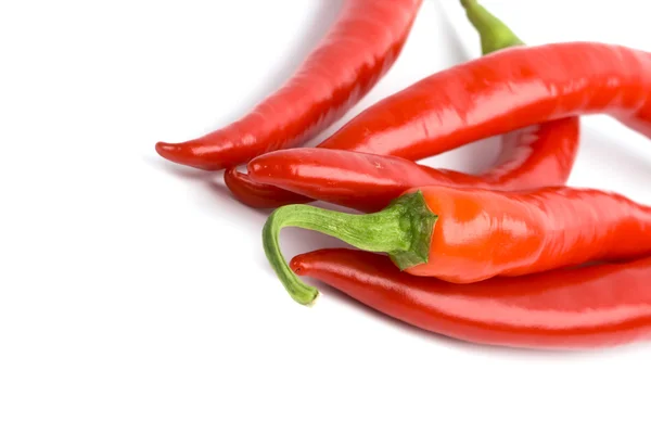 Pět červené chilli papričky — Stock fotografie