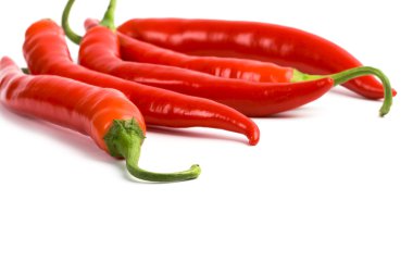 Five red chilli peppers clipart