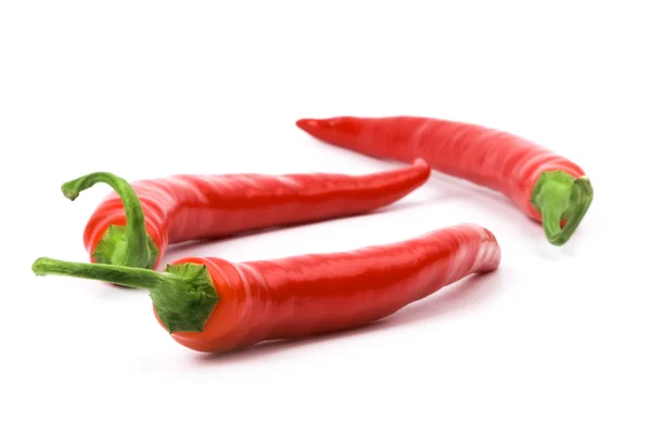 Trzy czerwone papryki chili — Zdjęcie stockowe