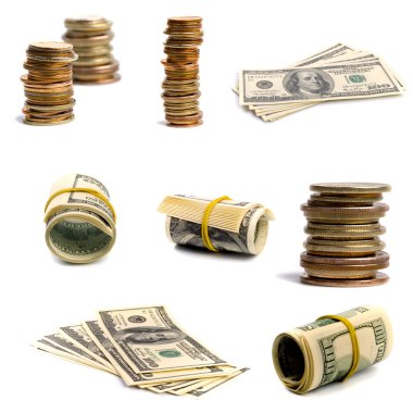 Bills and coins clipart